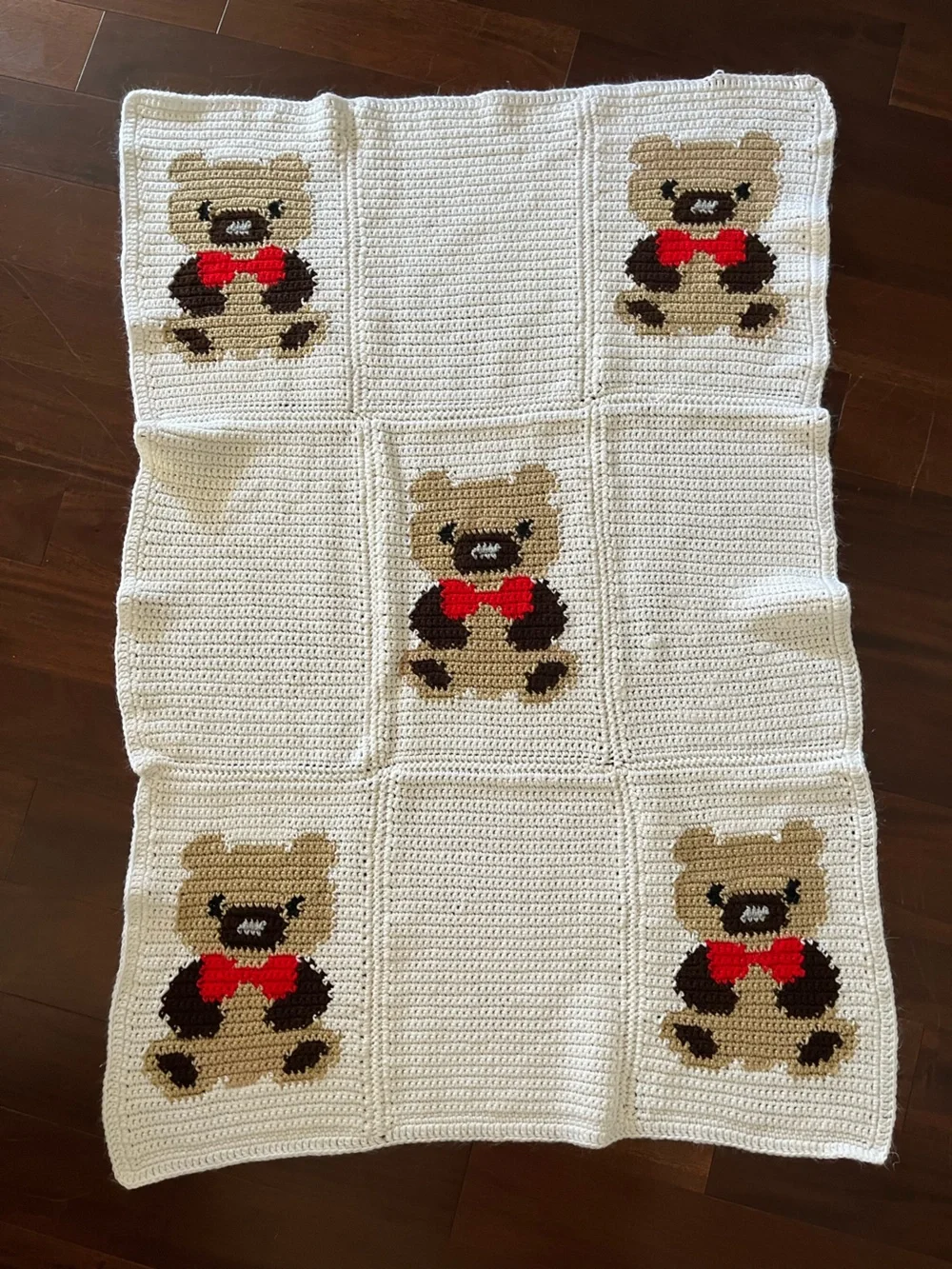 Teddy Bear Bow tie crochet blanket baby toddler cute kawaii sweet adorable 🐻